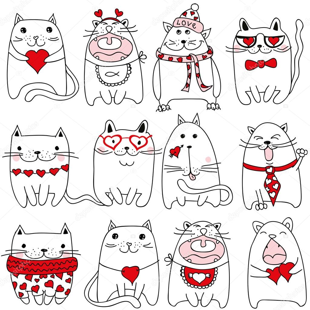 valentines cats set