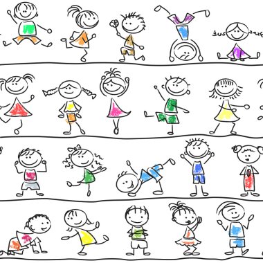 çizgi film çocuklar seamless modeli
