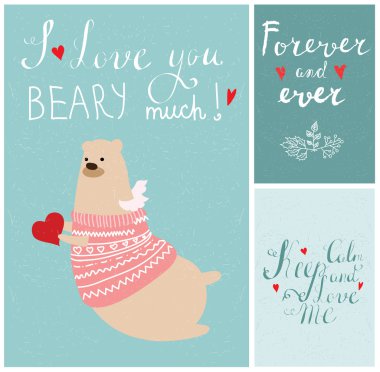 Sevgililer günü tebrik kartı set