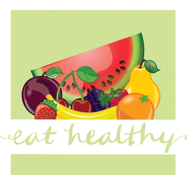 Banner with hand-lettering eat healthy — Stock Vector