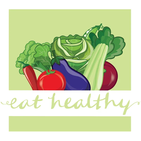 Banner med hand-bokstäver äta hälsosamt — Stock vektor