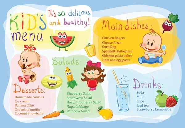 Modèle de conception de menu enfants — Image vectorielle