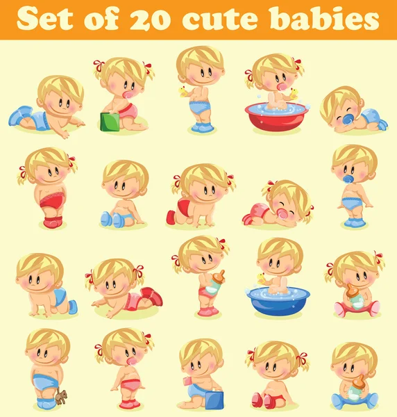 Baby boys and baby girls — Stock Vector