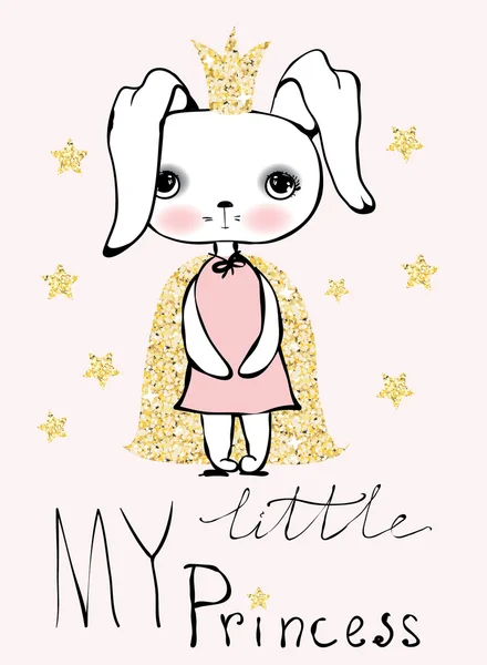 Mignonne princesse lapin fille — Image vectorielle