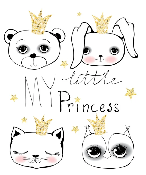 Cute little princess set — Stock Vector