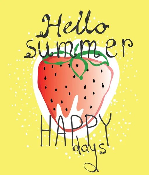 Cartão de verão com morango doce — Vetor de Stock