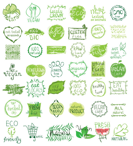 Vegan, natural and eco icons