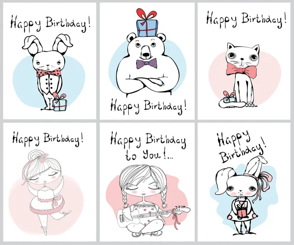Set of six greeting cards — Stock Illustration Set of six greeting cards Vector Graphics