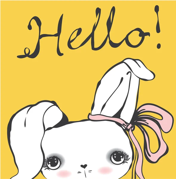 귀여운 토끼가 있는 포스터 — 스톡 벡터