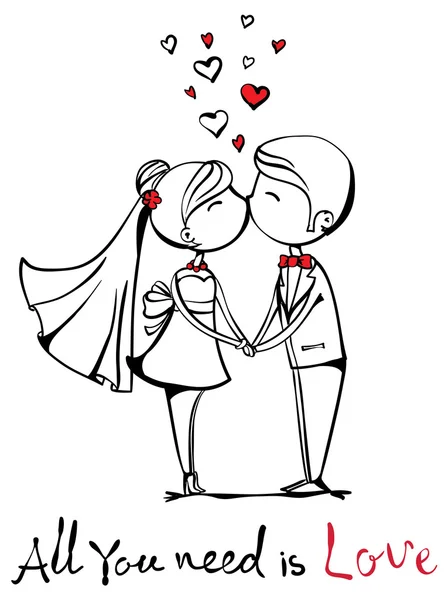 Affiche couple mariage — Image vectorielle