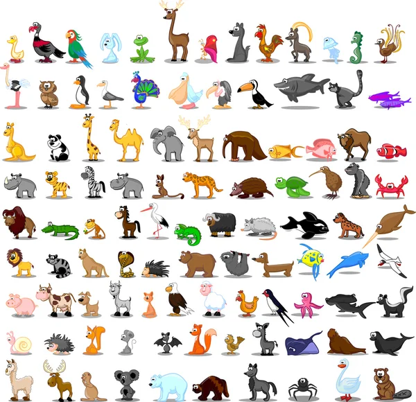 Conjunto de animales de dibujos animados lindo — Vector de stock