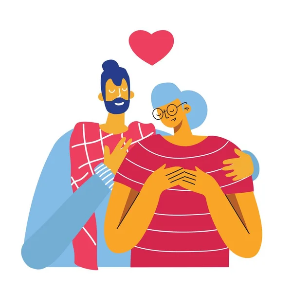 Vecteur Valentine cartes d'illustration de couples heureux amoureux — Image vectorielle