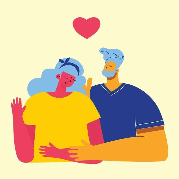 Vector Valentijn illustratie kaarten van gelukkig paar in liefde — Stockvector