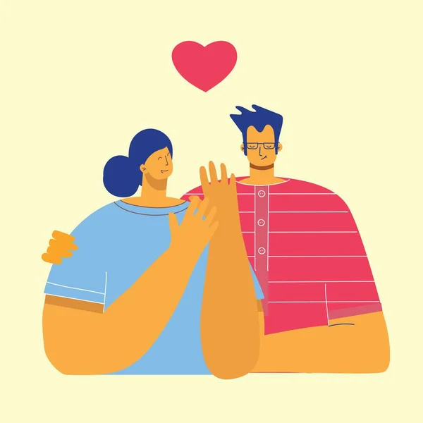 ベクトルバレンタインイラストカードの幸せなカップルの愛 — ストックベクタ