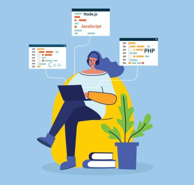 Programming and coding, Website development, Web design. Flat style design modern vector illustration concept. clipart svg vector 