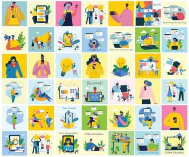 Programlama ve kodlama, web sitesi geliştirme, web tasarımı. Düz stil tasarım modern vektör illüstrasyon kavramı.