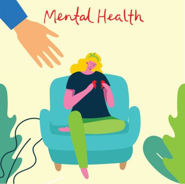 Akıl sağlığı illüstrasyon konsepti. Düz tasarımda ruh sağlığının psikolojik görsel yorumu