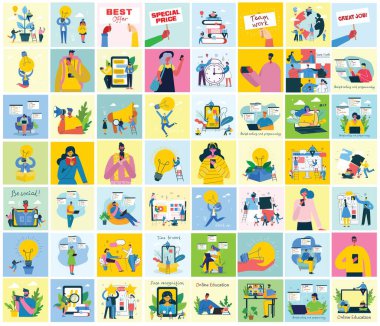 Takım çalışması, iş ve başlangıç tasarım geçmişleri kavramının vektör çizimi. düz tasarımda tock vektör illüstrasyonu.