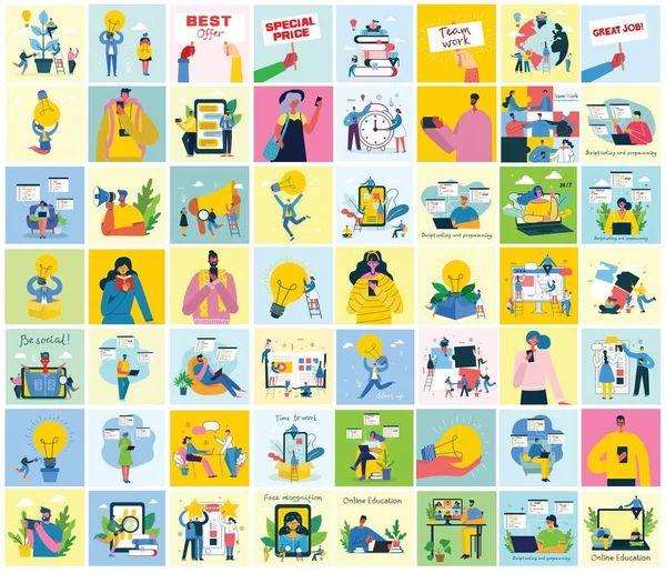 Takım çalışması, iş ve başlangıç tasarım geçmişleri kavramının vektör çizimi. düz tasarımda tock vektör illüstrasyonu.