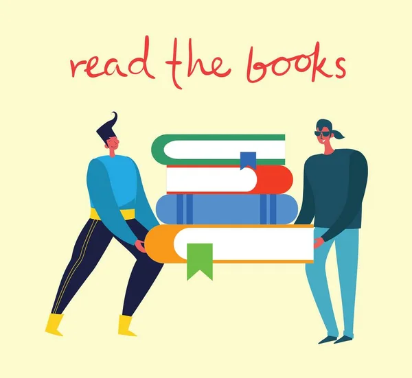 Vector Concept Illustrations World Book Day Διαβάζοντας Βιβλία Και Φεστιβάλ — Διανυσματικό Αρχείο