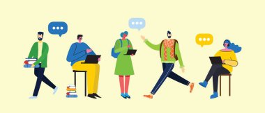 Elinde aletler ve kitaplarla vektör seti