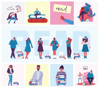 Dünya Kitap Günü 'nün temsilci konsepti, Düz stil kitap ve kitap festivali.