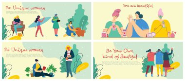 Uluslararası Kadınlar Günü. Farklı uluslar arası ve ırklar arası kadın grupları. Kızlar için güç kavramı, feminen ve feminizm fikirleri.