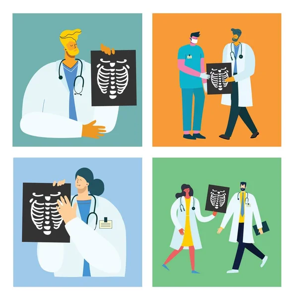 Concepto Equipo Médico Personas Diseño Plano Carácter Estilo Plano — Vector de stock