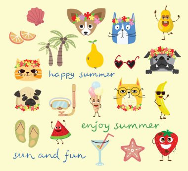 Farklı vektör kümeleri yaz insanları ve simgeleri