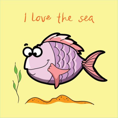 Çizgi film tarzında komik balığın vektör çizimi