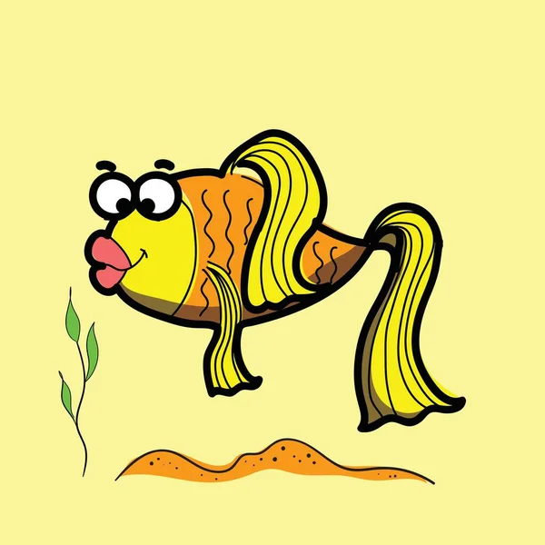 Illustration Vectorielle Poissons Drôles Dans Style Dessin Animé — Image vectorielle