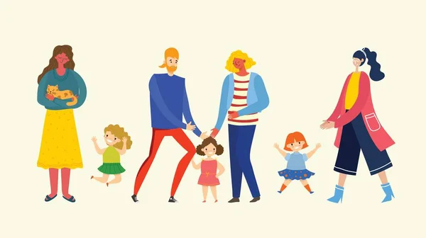 Aime Famille Illustration Vectorielle Mignonne Avec Mère Père Fille Parents — Image vectorielle