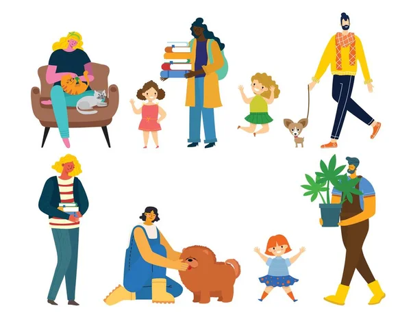 Amo Minha Família Ilustração Vetor Bonito Com Mãe Pai Filha — Vetor de Stock