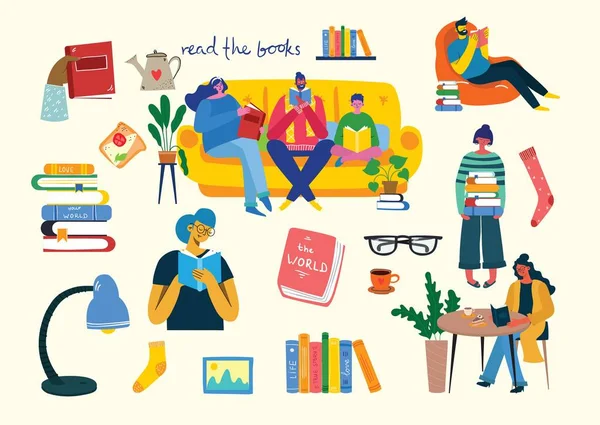 Ilustrações Vetoriais Dia Mundial Livro Leitura Dos Livros Festival Livro — Vetor de Stock