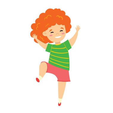 Beyaz arka planda izole edilmiş mutlu küçük çocuk.