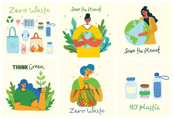 Χειροποίητα Στοιχεία Μηδενικής Ζωής Αποβλήτων Διάνυσμα Οικολογικό Στυλ Όχι Πλαστικό — Διανυσματικό Αρχείο