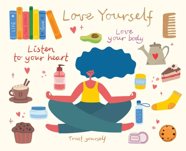 Listen Your Heart Love Yourself Vector Lifestyle Concept Card Text — Stock Vector