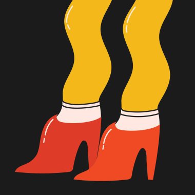 Çizgi film düz dizaynında şirin bacakların vektör çizimi. El çizimi soyut şekiller, komik sevimli çizgi karakterler..