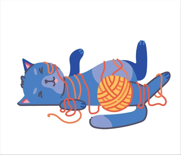 Handgetekende vector illustratie van schattige Cat karakter. Schets Doodle stijl — Stockvector