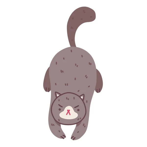 Ilustración vectorial dibujada a mano del lindo personaje Cat. Bosquejo estilo Doodle — Vector de stock