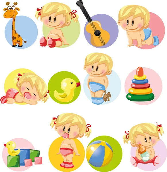 Babies and accessories — Stock Vector