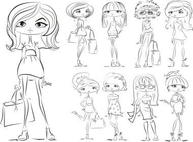 karikatür moda kızlar