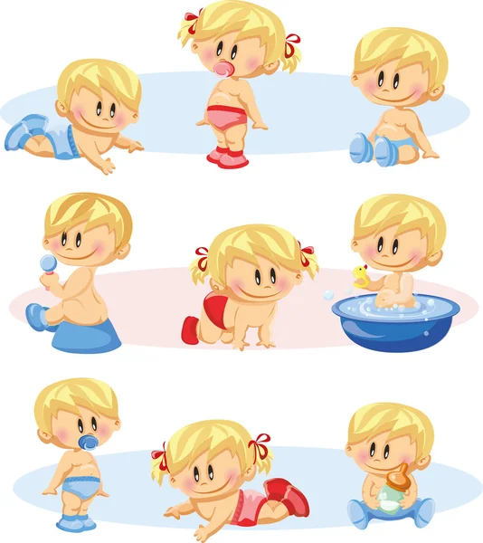 Baby boys and girls — Stock Vector