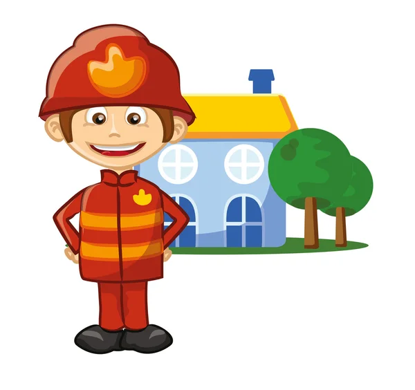 Cartoon firefighter — Stock Vector