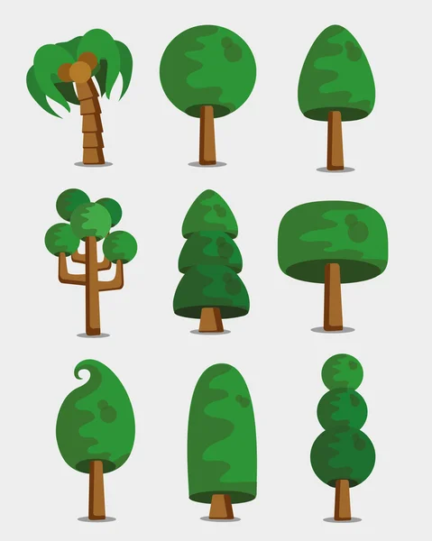 Árboles de dibujos animados — Vector de stock