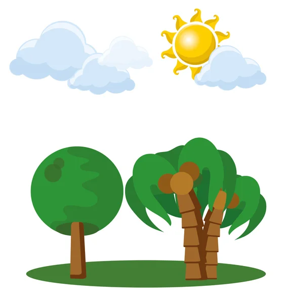 Ağaçlar ve güneş — Stok Vektör