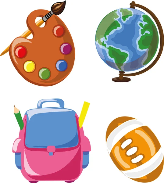 Cartoon school icons — Stock Vector