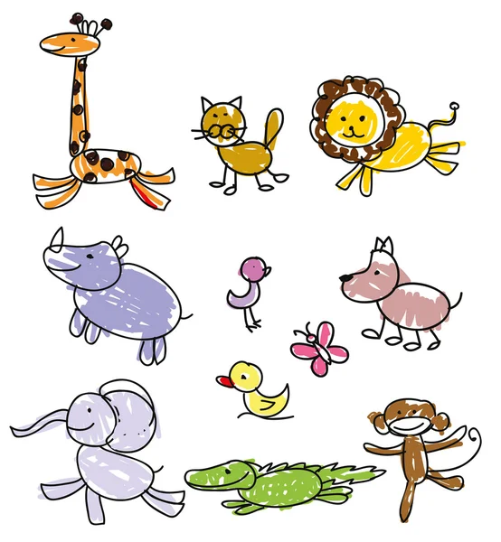 Doodle animales — Archivo Imágenes Vectoriales