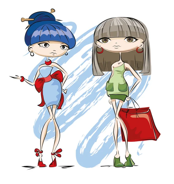 Chicas de moda — Vector de stock