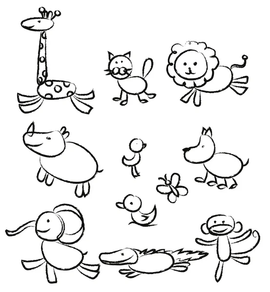 Doodle animales — Vector de stock